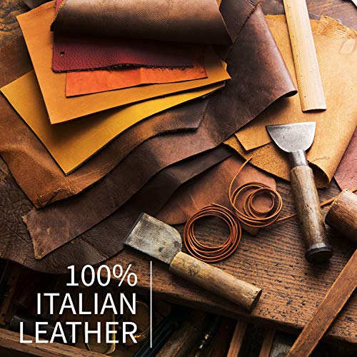Maruse Italian Leather Keychain for Men and Women, with Flat Profile Polished Metal Key Ring, Handmade in Italy - color: Honey