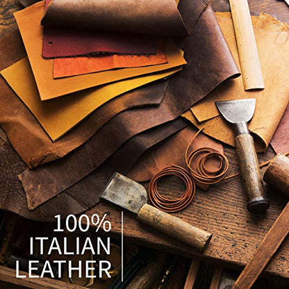 Maruse Italian Leather Keychain for Men and Women, with Flat Profile Polished Metal Key Ring, Handmade in Italy - color: Honey