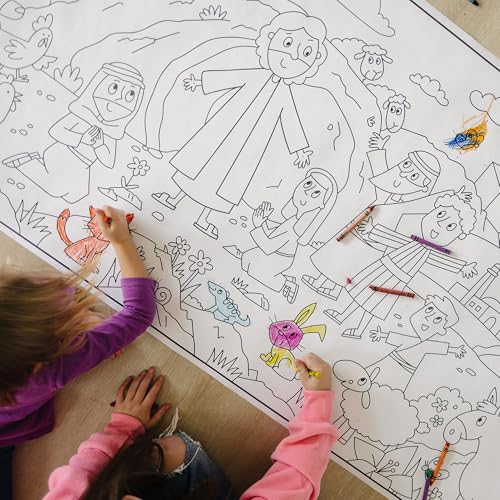 Large Coloring Poster Easter Resurrection of Jesus Christ 30 x 72 Inches Rolled Ideal for Parties and Family Gatherings Ages 4 and Up - color: Easter