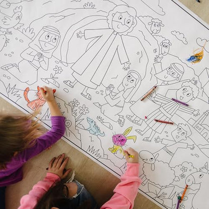 Large Coloring Poster Easter Resurrection of Jesus Christ 30 x 72 Inches Rolled Ideal for Parties and Family Gatherings Ages 4 and Up - color: Easter