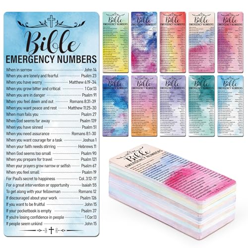 120 Pcs Colorful Bible Emergency Numbers Bookmark Christian Bookmarks Bible Verse Bookmarks for Church Welcome Gifts Sunday School Prayer Reading Rewards 2.3 x 5.3inch - color: Colorful