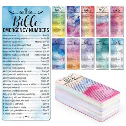 120 Pcs Colorful Bible Emergency Numbers Bookmark Christian Bookmarks Bible Verse Bookmarks for Church Welcome Gifts Sunday School Prayer Reading Rewards 2.3 x 5.3inch - color: Colorful