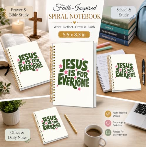 Christian Journal Notebook, Christian Gifts for Women - color: Jesus is for Everyone Retro Notebook