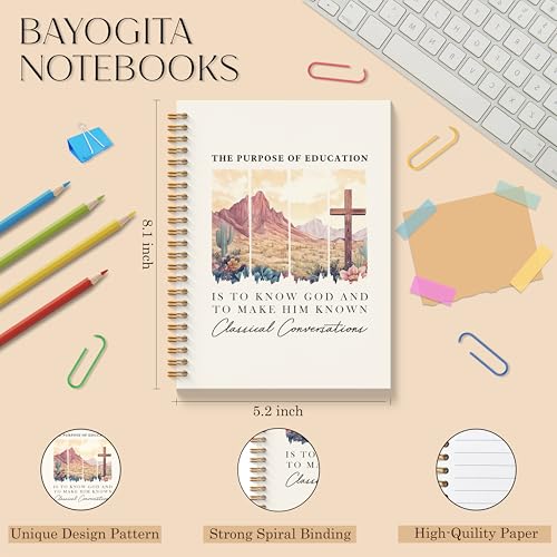 Western Desert Christian Spiral Notebooks, Purpose of Education Bible Journaling Notebook, Religious Journal for Women, Church Notes Notebook, Faith Based Gifts, 5.5x8.3 Inches - color: Desert Christian
