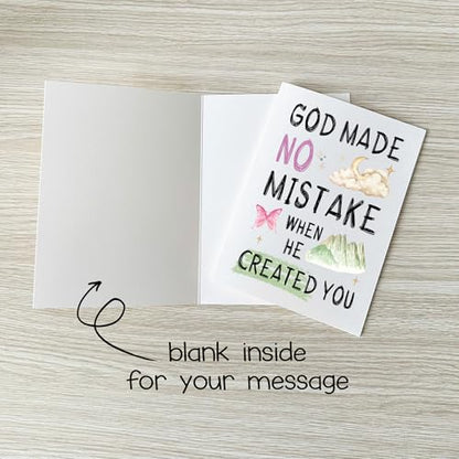God Made No Mistake When He Created You Card Inspirational Christian Encouragement Cards Faith Affirmation Gift for Friend Bestie Prayer Partner Family Coworker Spouse - color: God Made No Mistake