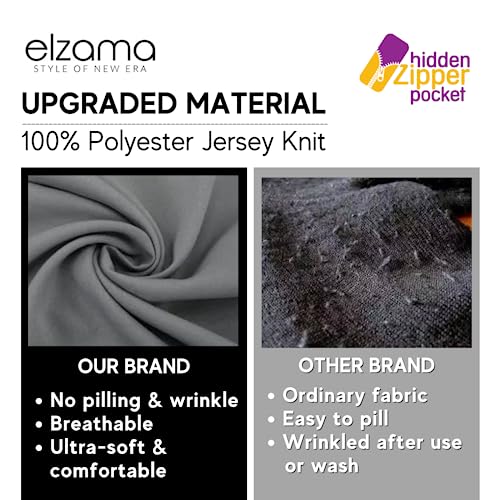 elzama Infinity Loop Solid Color Scarf With Hidden Zipper Pocket For Women - Lightweight Travel Neck Wrap - color: 01-black