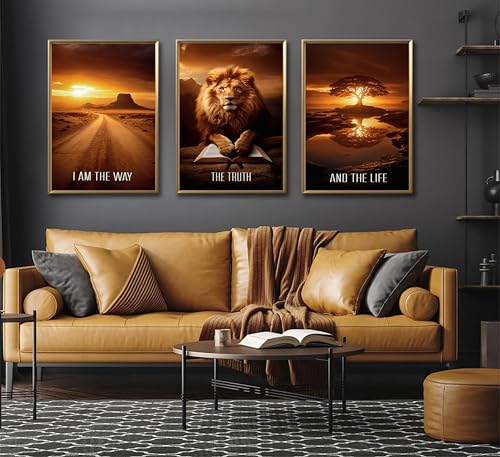 JWDXNOOK 3 Pcs Christian Faith Canvas Prints Wall Art 16x24 Inches Unframed - color: Yellowish brown, size: 16x24Unframed
