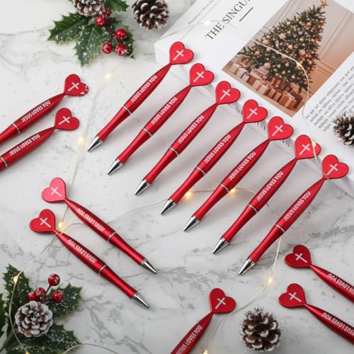 Sayglossy 60 Pcs Christian Jesus Loves You Pens Bulk, Red - color: Red