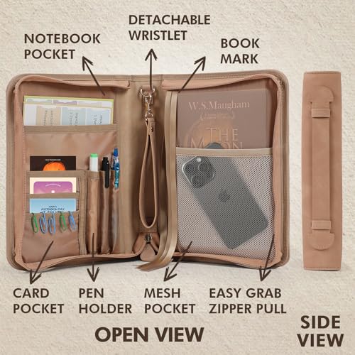 Bible Cover Case, Premium, Leather Carrying Case with Handle&Zippered Pocket for Standard Size and Bible Accessories, Large Bible Bag, Ideal Gift for Women Men Lady Girls