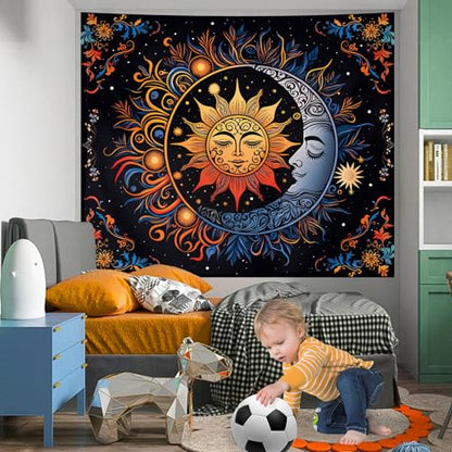 Apdidl Sun and Moon Boho Tapestry, Hippie Mandala Tapestries Wall Hanging - color: D-Boho Sun Tapestry, size: 79"L x 60"W