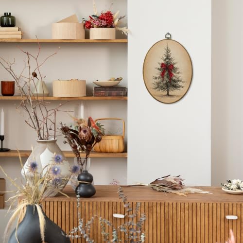 Mcehtle Red Coquette Bow Christmas Tree Wall Art Decor Framed 8.6x11.4 - color: 43