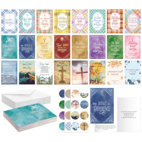 24 Pack Christian Pastor Ministry Appreciation Cards, Assorted - style: Ministry Assorted