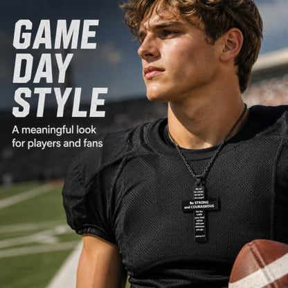 Smilelife Soccer Baseball Basketball Football Cross Necklace for Boys Men - style: Football