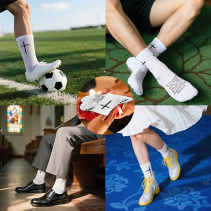 Men Christian Grip Socks for Soccer Sports Daily,Cross Socks with Anti-Slip Design, Ideal for Religious Gifts - color: Joshua 1:9