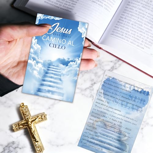 Spanish Gospel Tract Cards, Christian Evangelism Bible Cards for Church - color: JESÚS ES EL ÚNICO CAMINO AL CIELO