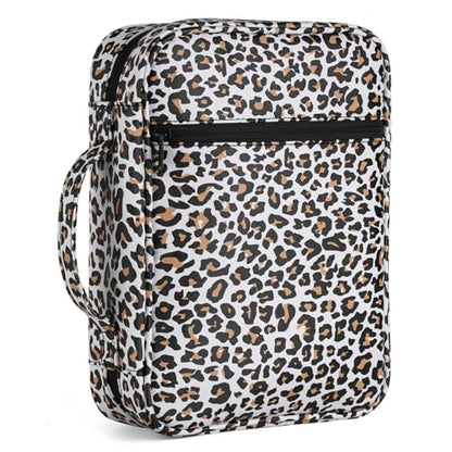 GERMUN Bible Cover with Durable Handle, Carrying Book Case Church Bag Bible, Protective with Zippered Pocket, Bible Study Accessories Supplies, Book Protector for Book Lovers, Leopard print - color: Leopard print