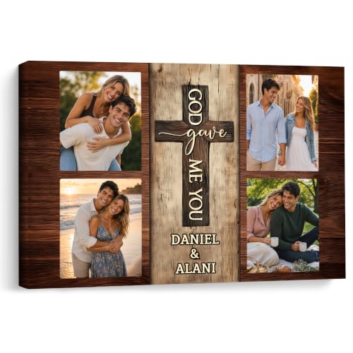 KiKiLuna Personalized God Gave Me You Cross Canvas Wall Art - color: Design02