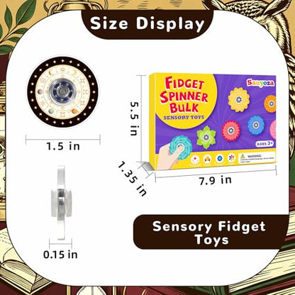 52 Pcs Back to School Fidget Spinners Bulk Party Favors Classroom Prizes - color: Tl-sa-3-brown