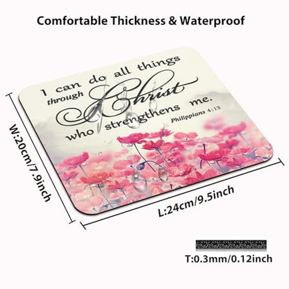 I Can Do All Things Christian Mouse Pad, Pink Lotus Inspirational Desk Mat - color: Cute Colorful Art Rec25
