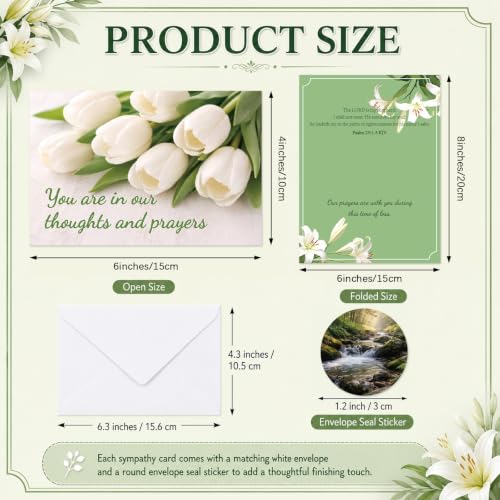 OBUSATT 48Pack Christian Sympathy Cards with Envelop Floral Religious Card