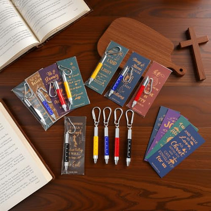 Pajean 12 Set 6 in 1 Multi Tool Pen Bible Verse Bookmarks Screwdriver