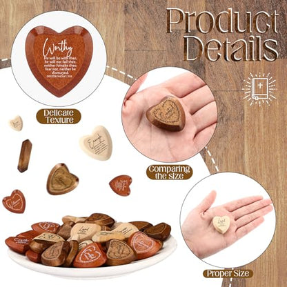 Geelin 72 Pcs Christian Gifts Bulk Wooden Hearts, Natural‌,Brown,Dark Brown - color: Natural‌,brown,dark Brown