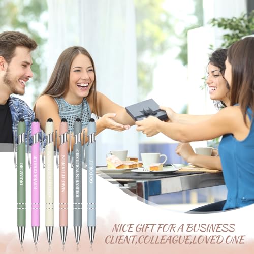 Zonon 12 Pcs Inspirational Pens, Motivational Ballpoint Pen Gifts for Women - color: Morandi, style: Motivational Style