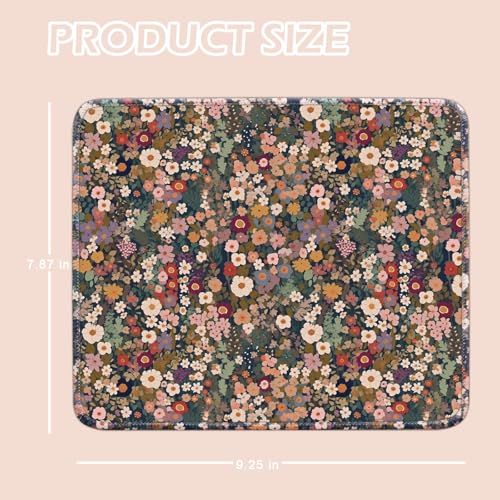 Mouse Pad for Desk with Stitched Edge, Premium Cute Washable Mouse Pads. Computer Mousepad with Non-Slip Rubber Base, Mousepads for Laptop, 9.25x7.75x0.12 inch (Flower Fantasy) - color: Flower Fantasy