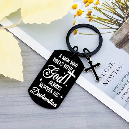 Christian Keychain for Men Bible Verse Cross Keychains Christian Gifts