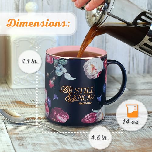 Christian Art Gifts Large Ceramic Scripture Coffee Mug for Women - color: Multicolor/Be Still
