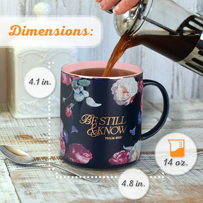 Christian Art Gifts Large Ceramic Scripture Coffee Mug for Women - color: Multicolor/Be Still
