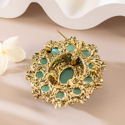 SELOVO Jewelry Victorian Style Oval Brooch Pin for Women Jewelry - color: Green