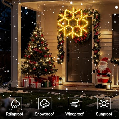 24" Christmas Big Snowflake Lights Outdoor Large Lighted Snowflake Plug in - color: Warm White-24"