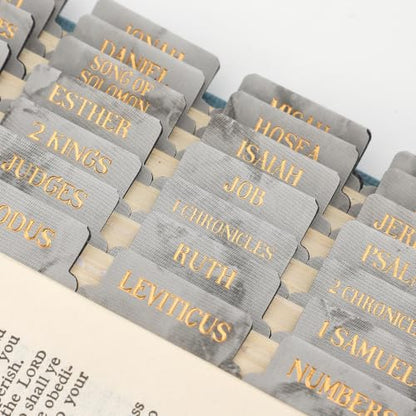 Leather Bible Tabs, Bible Tabs for Women and Men(Gold Foil Lettering) Large Print Stickers, Easy to Read and Apply, 66 Chapters & 14 Blank Labels for Easy Navigation, Bible Study Supplies(Grey Marble) - style: Leather Grey Marble