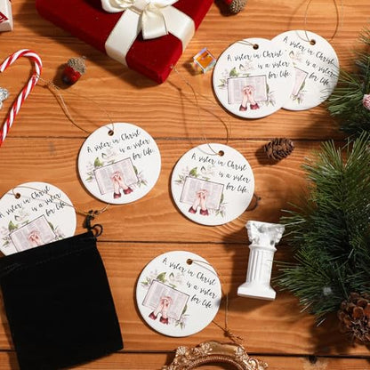 MiniInflat 6 Pcs Christian Christmas Ornaments Sister Ceramic Religious
