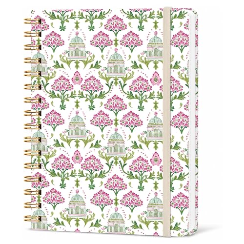 Mughal Garden Lined Spiral Notebook, Pretty Hardcover Journal 6'' x 8.4'', Floral A5 Notebook for Women, Work, Writing, Journaling Gift - color: floral-01