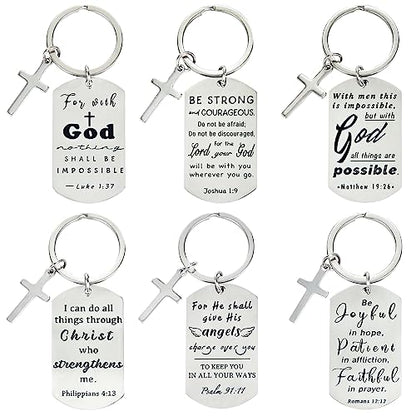kilofly Christian Inspirational Bible Verse Keychain Gift Cross Charm - style: Faith-silver-6