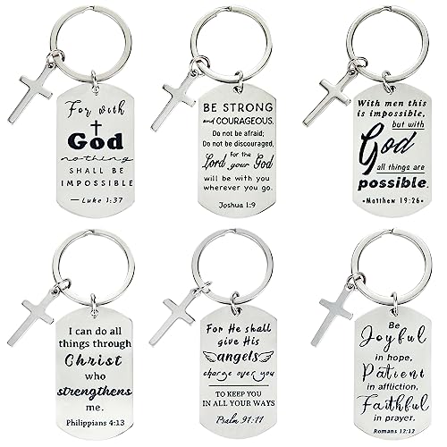 kilofly Christian Inspirational Bible Verse Keychain Gift Cross Charm - style: Faith-silver-6