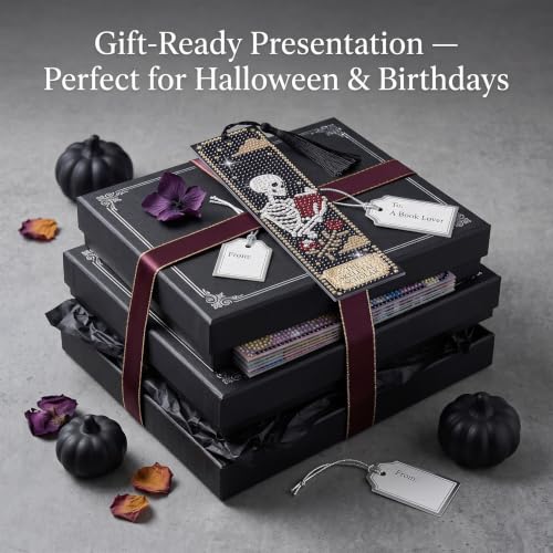 INSYOHO Halloween Gothic Diamond Art Bookmarks Kit for Adults Kids - color: Gothic Skeleton