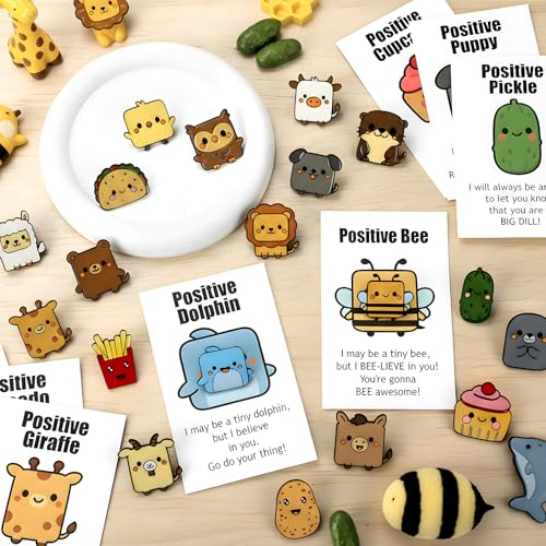 Tondiamo 20 Pcs Positive Funny Enamel Pins Bulk with Inspirational Card