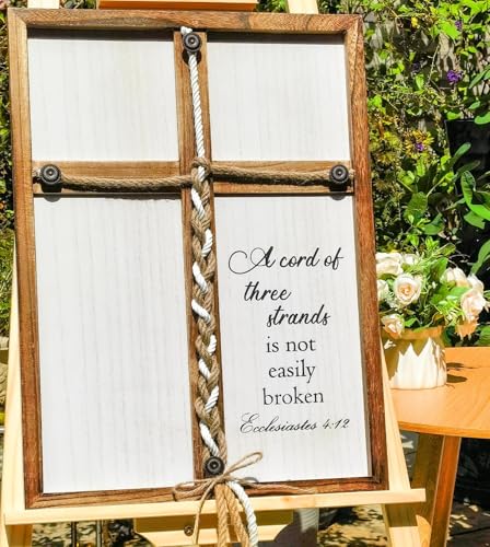 A Cord of Three Strands Wedding Ceremony Sign, 22×16" Three Strands Cord Unity Cross,Unity Rope Braid for Ceremony, Religious Christian Anniversary Wedding Gift for Couples 2026 - size: 22 x 16"
