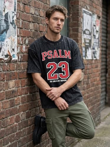 Graphic Tees Summer Women Men Cotton Novelty Oversized Crew Neck Psalm of Bible Christian - color: Black, size: Large