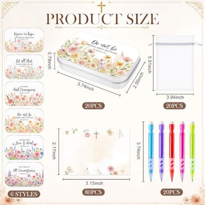 140Pcs Christian Gifts for Women, Prayer Boxes with Prayer Cards and Pencil - style: Pastel Floral