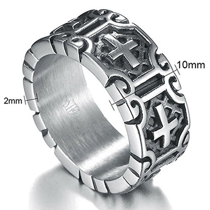Jude Jewelers 9mm Retro Vintage Stainless Steel Cross Band Style Biker Ring