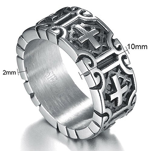 Jude Jewelers 9mm Retro Vintage Stainless Steel Cross Band Style Biker Ring