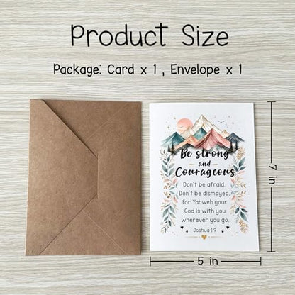 Be Strong and Courageous Card Christian Encouragement Cards Joshua 1:9 Bible Verse Scripture Greeting Gift for Friend Bestie Prayer Partner Pastor Mom Dad Sibling Family Coworker - color: Be Strong And Courageous Joshua 1:9