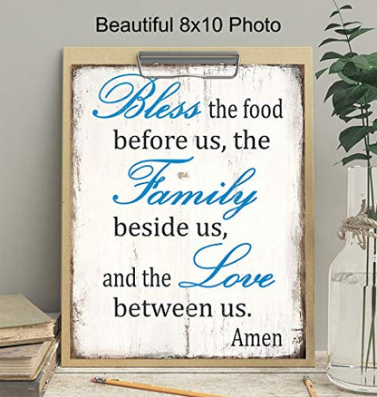 Bless the Food Before Us Sign - Kitchen Dining Room Wall Art