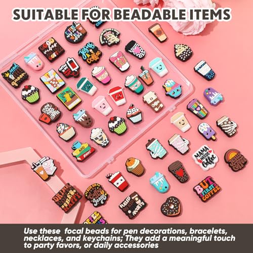 Tondiamo 60 Pcs Coffee Focal Beads Silicone for Beadable Pens Making - style: Coffee Style