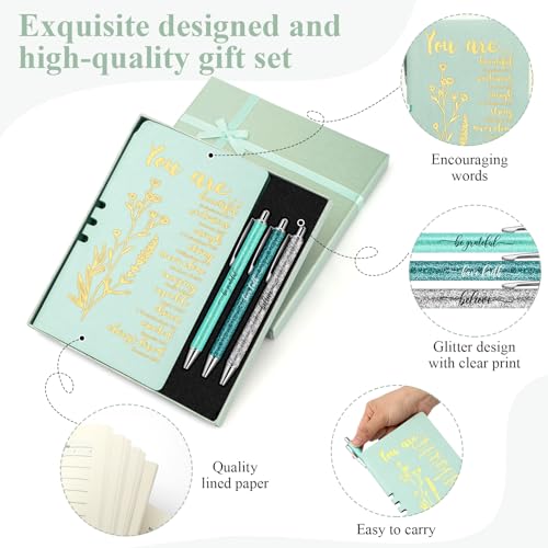 Affrolling 5 Pcs Christian Gifts for Women Church Religious Gifts A6 Bible Leather Notebook Pens with Box Prayer Journal for Men Bible Study Pastor's Wife Godmother Father(Light Green) - color: Light Green
