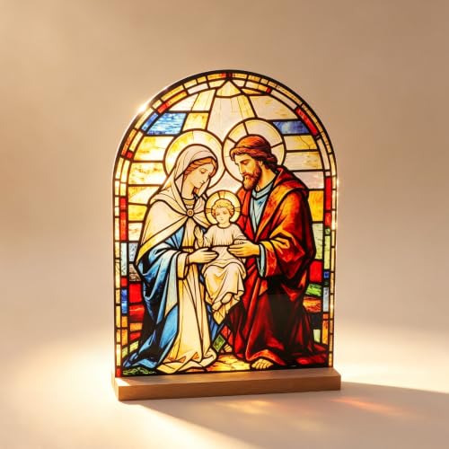 KOMI Holy Family Stand Statue Acrylic Catholic Icons Ornament Home Altar Decor Christian Gifts
